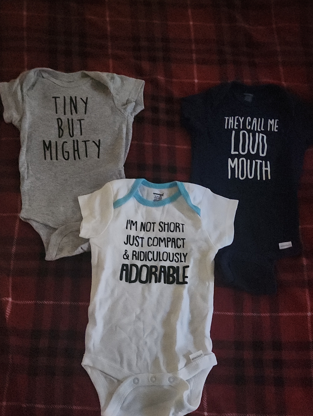 3-Pack Baby One-Piece Bodysuits - Gray, Navy & White - Cute Slogan Set